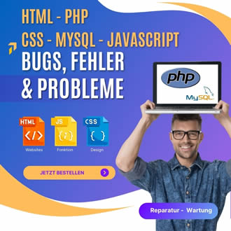 Reparatur von HTML, CSS, Javascript, MySQL und PHP-Fehlern