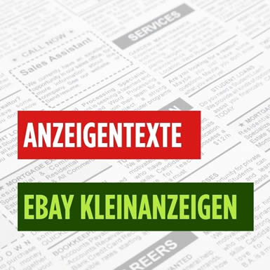 Social-Media; Anzeigentexte eBay Kleinanzeigen.de: basierend auf Ideen, Keywords, Preislisten